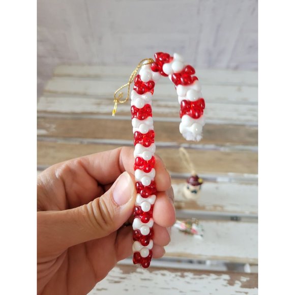 Mini stocking candy cane reindeer rocking horse snowman ornament set Xmas holida - Picture 3 of 10